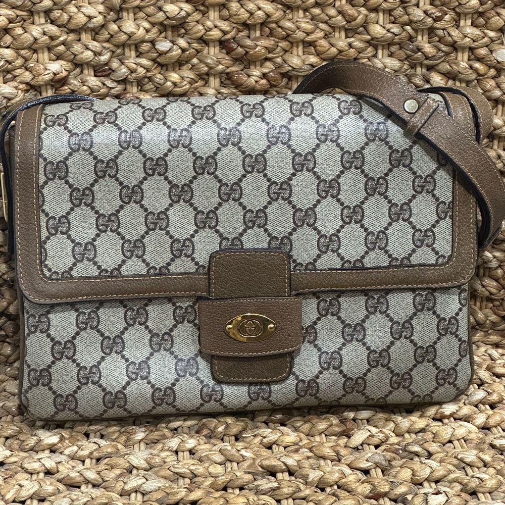 Gucci Vintage GG Coated Canvas Shoulder Bag